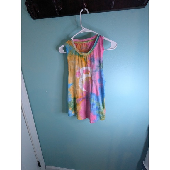 Zyia Active Tops - Zyia Active Tie Dye Muscle Tank Top Pink Blue Yellow Moon Star Graphic Small